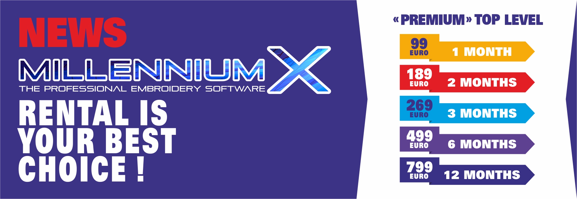 NEWS - MILLENNIUM X - Rental is Your Best Choice !